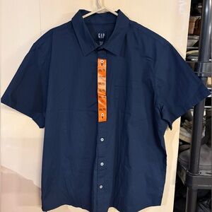 GAP Navy Short-Sleeve Button-Down Casual Shirt